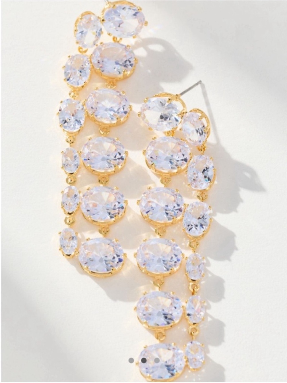 New! Anthropologie 14K Gold Crystal Drop Earrings (1044) NWT